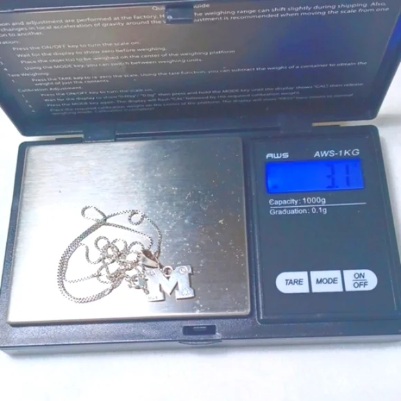 Sterling Silver 925 Sepertine  Box ChainW/  M / Charm Necklace 19 Long 3.1Grams - Picture 8 of 10